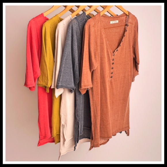 FREE PEOPLE BOHO TUNIC HENLEY TEE TOP A2C - Picture 6 of 16